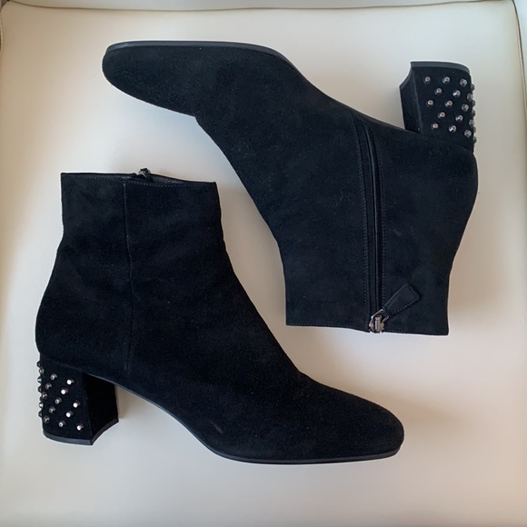 Prada Shoes - Prada Black Suede Studded Block Heel Ankle Booties